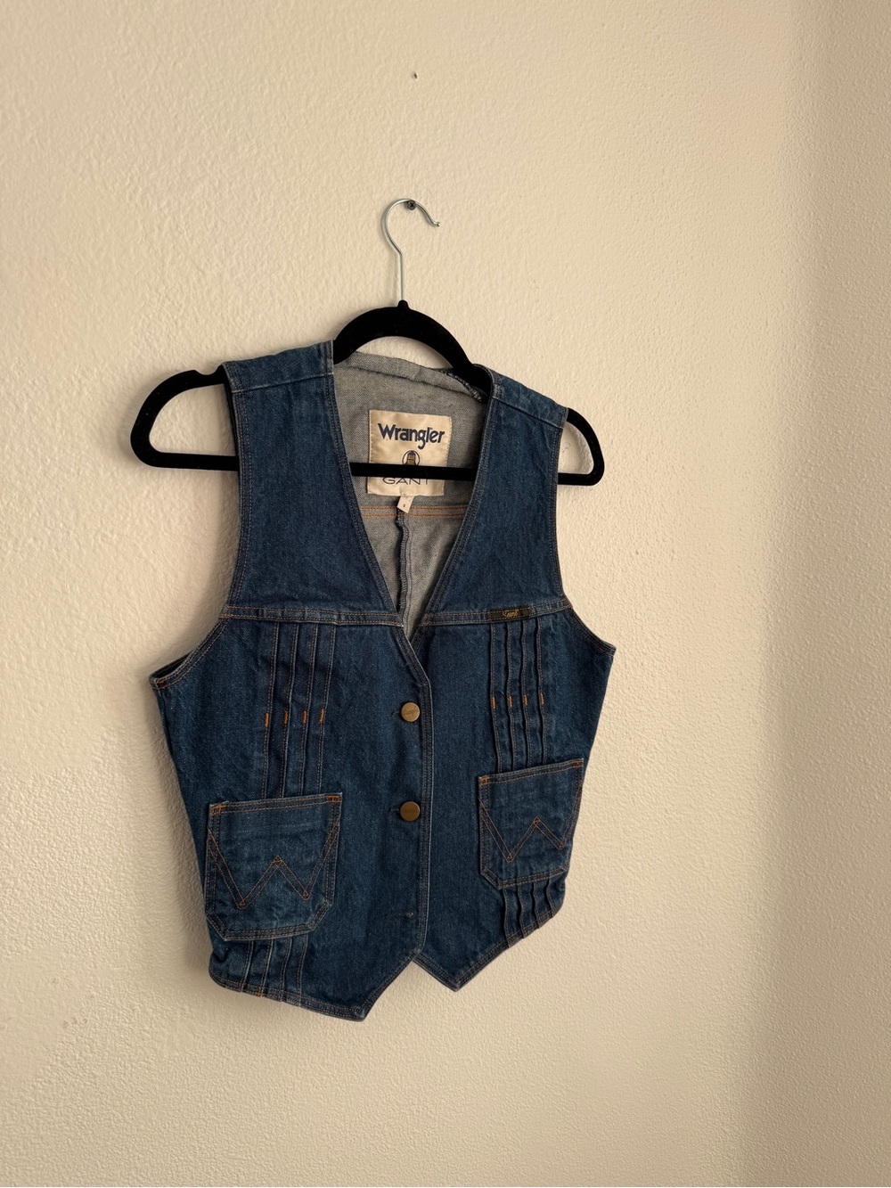 Wrangler Blue Denim Vest with Contrast Stitching